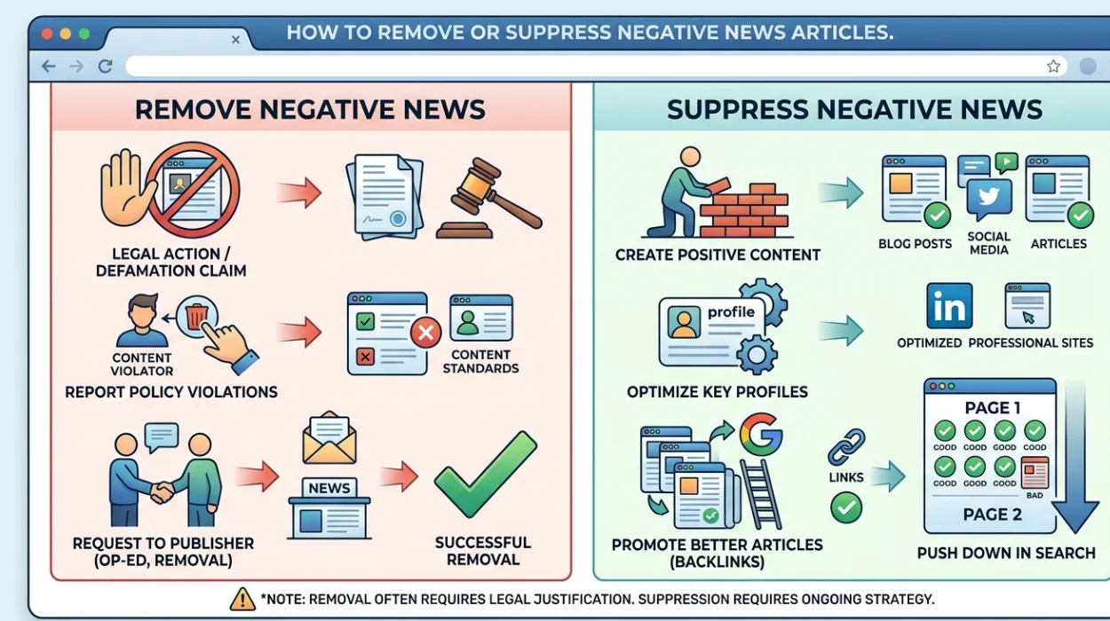 How to remove or suppress negative news articles