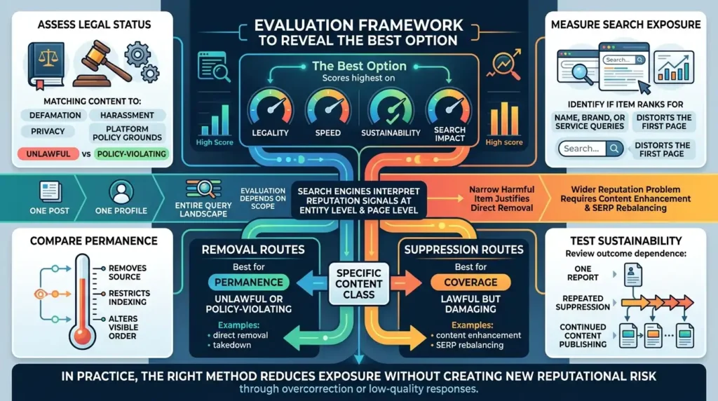 What evaluation framework reveals the best option