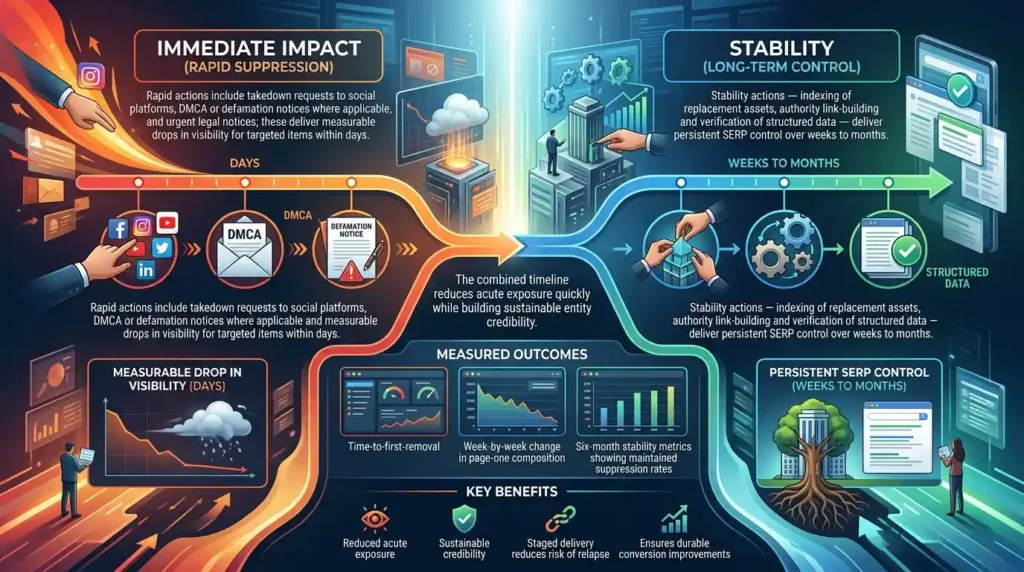 Which timeline delivers immediate impact and which delivers stability