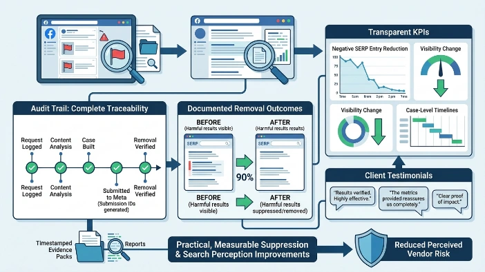Which trust signals validate our capability to remove harmful Facebook content