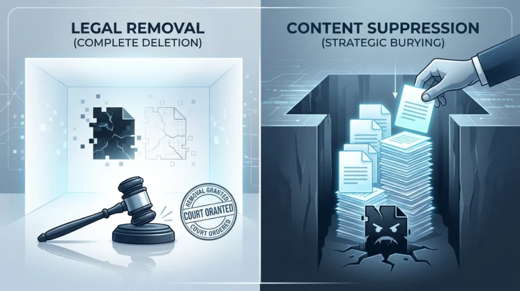 How Does Legal Removal Compare With Content Suppression Strategies?