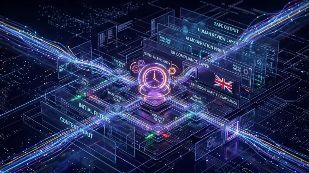 How does platform moderation architecture influence content removal speed in the UK?