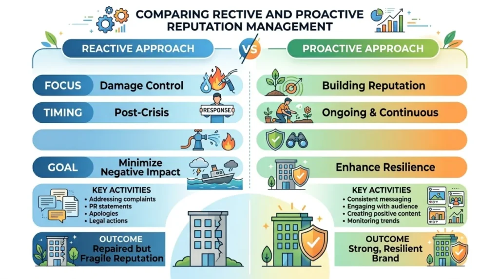 How Do Reactive and Proactive Reputation Management Approaches Compare?