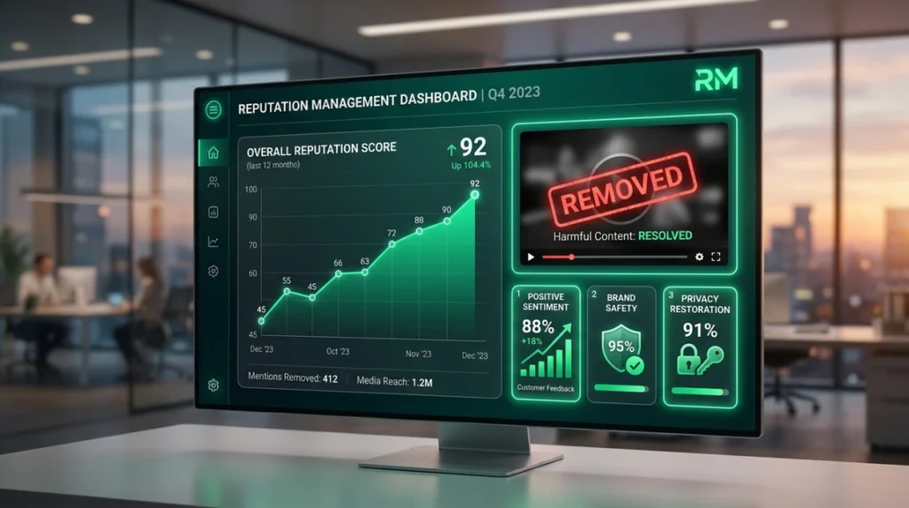 What measurable outcomes does YouTube video removal deliver for reputation control?