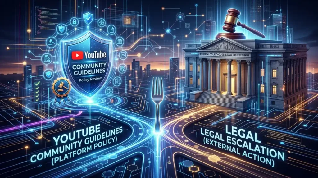 How does platform policy enforcement compare with legal escalation routes?