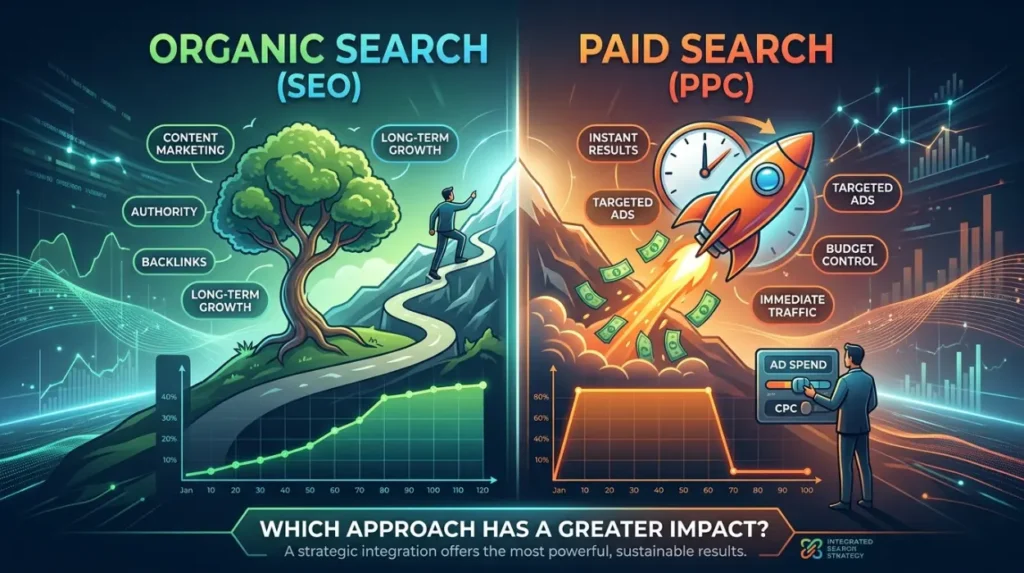 Which approach has a greater impact on search visibility?