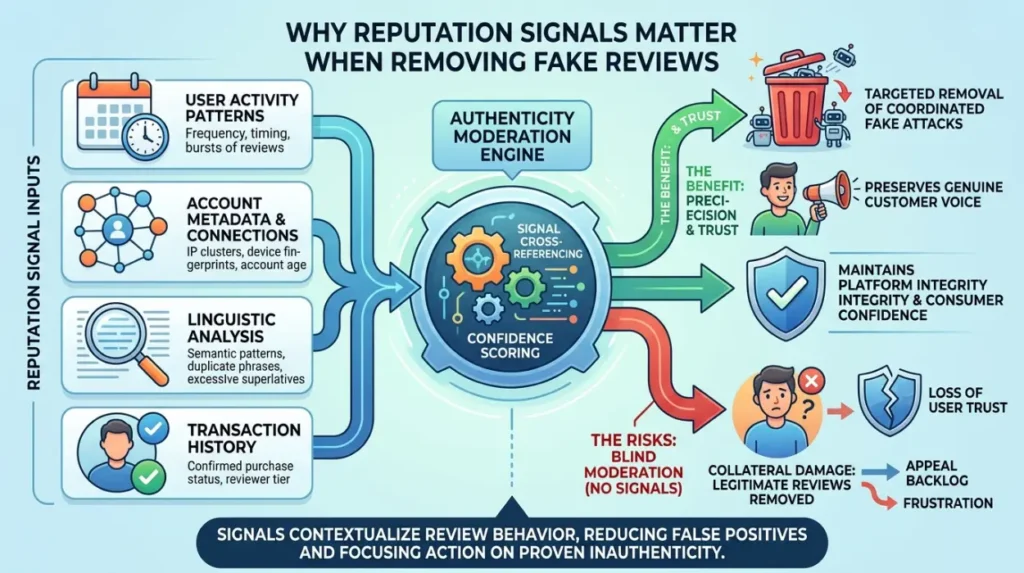 Why Do Reputation Signals Matter When Removing Fake Reviews?