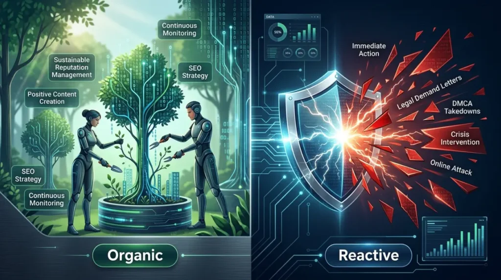 How Do Organic and Reactive Approaches Compare for Name Removal?