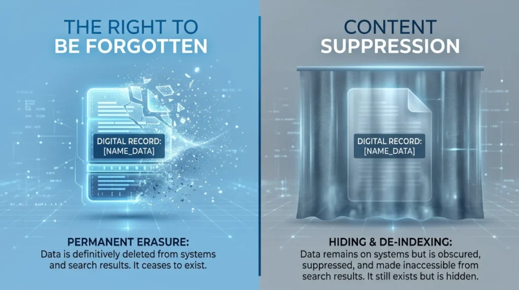 How Does the Right to Be Forgotten Compare With Content Suppression?