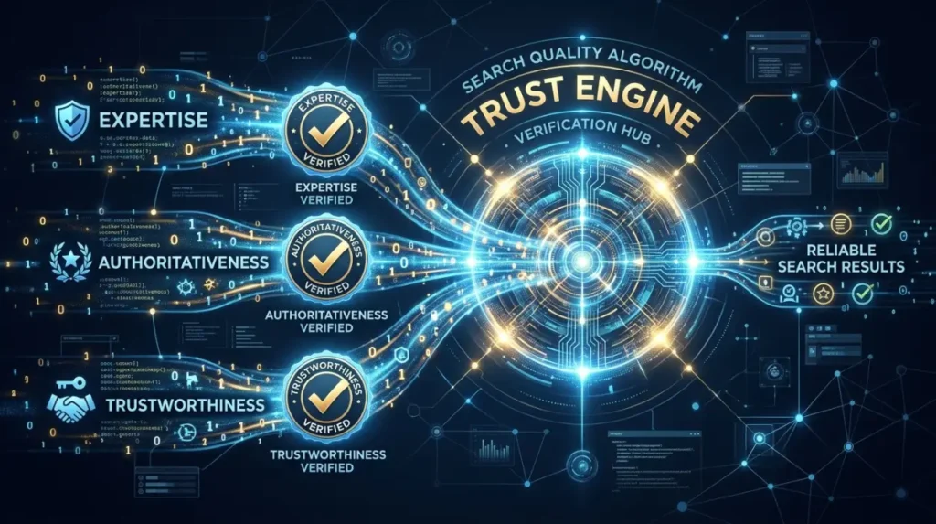How do search engines interpret authority and trust signals?