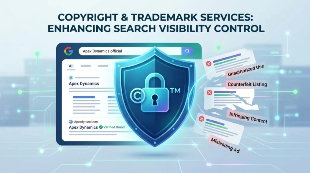 How does Copyright Trademark Services improve search visibility control?
