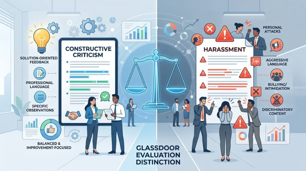 How does evidence of harassment compare with evidence of criticism?