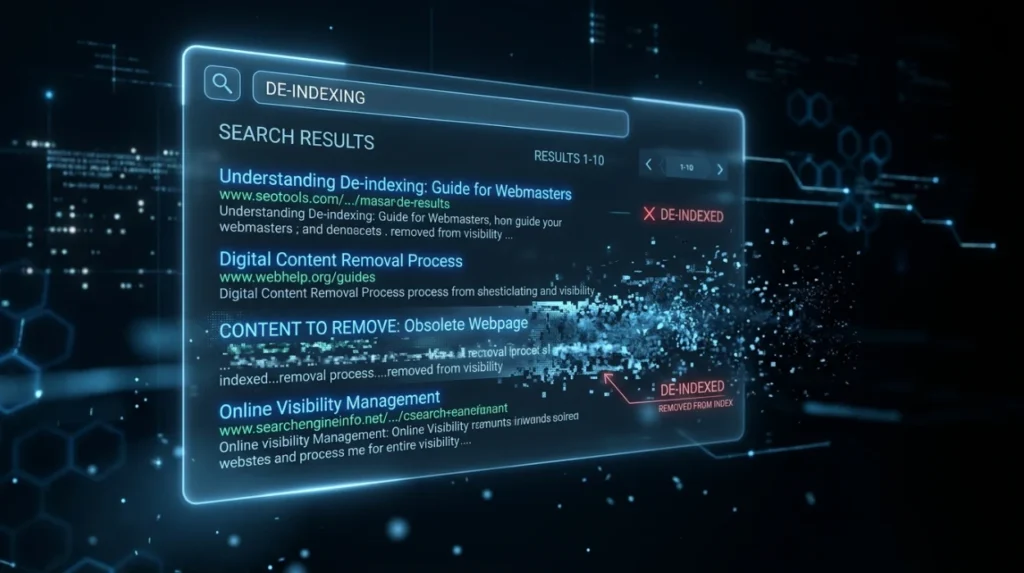 What is de-indexing and how does it affect search visibility?