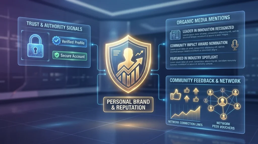 What role do authority and trust signals play in reputation evaluation?