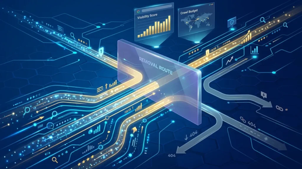 Which removal route has the greatest influence on search visibility?