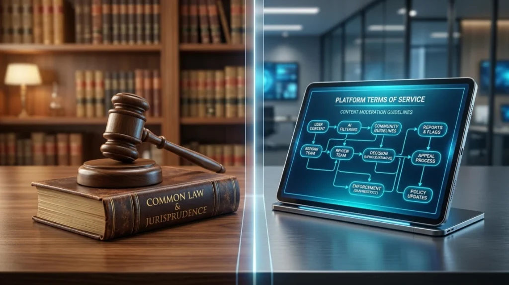 Why are legal and platform policies treated differently?