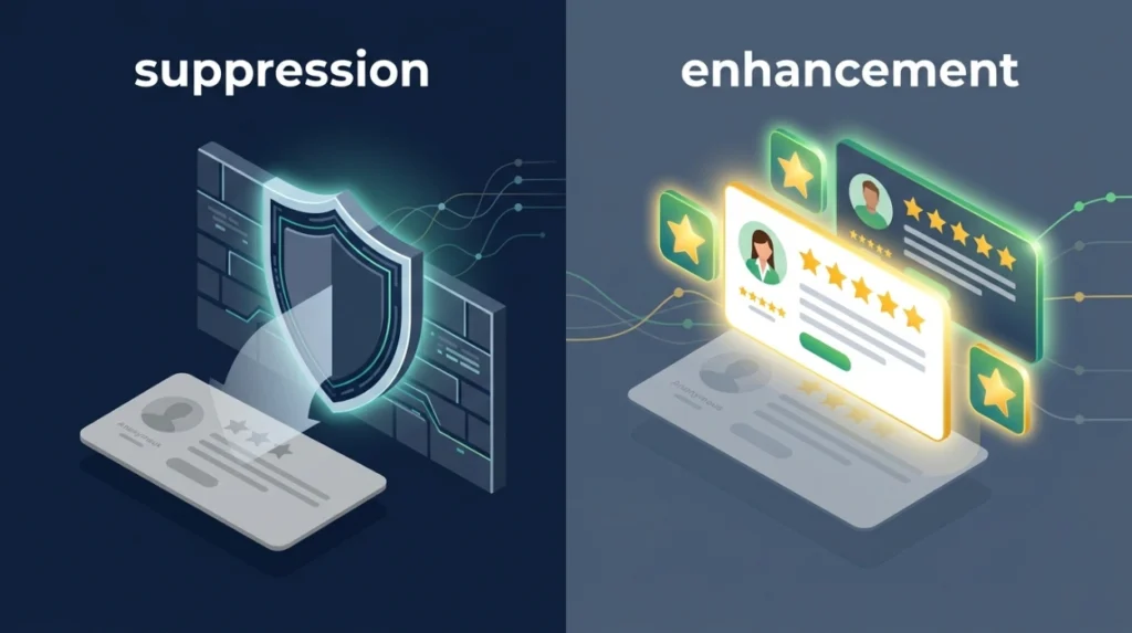 Does Content Suppression Work Better Than Content Enhancement for an Anonymous Review?