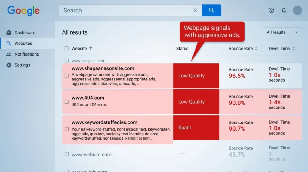 How Do Search Engines Evaluate Bad Search Results?