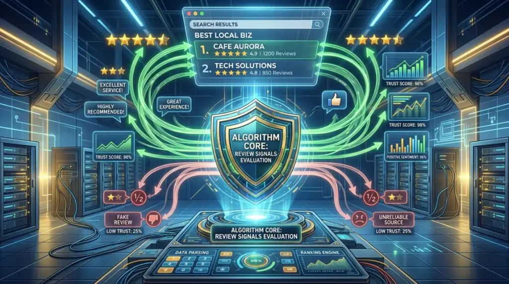 How do review signals affect reputation evaluation?