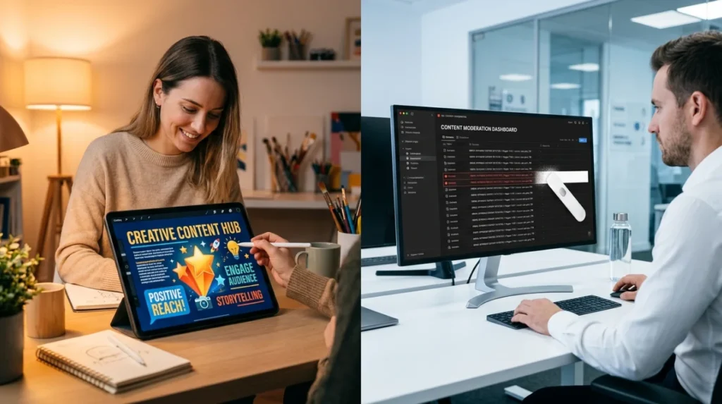 How does content creation compare with content removal?