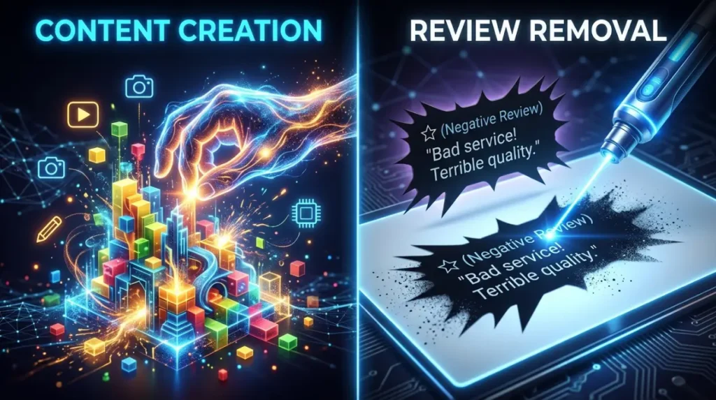 How does content creation compare with review removal?