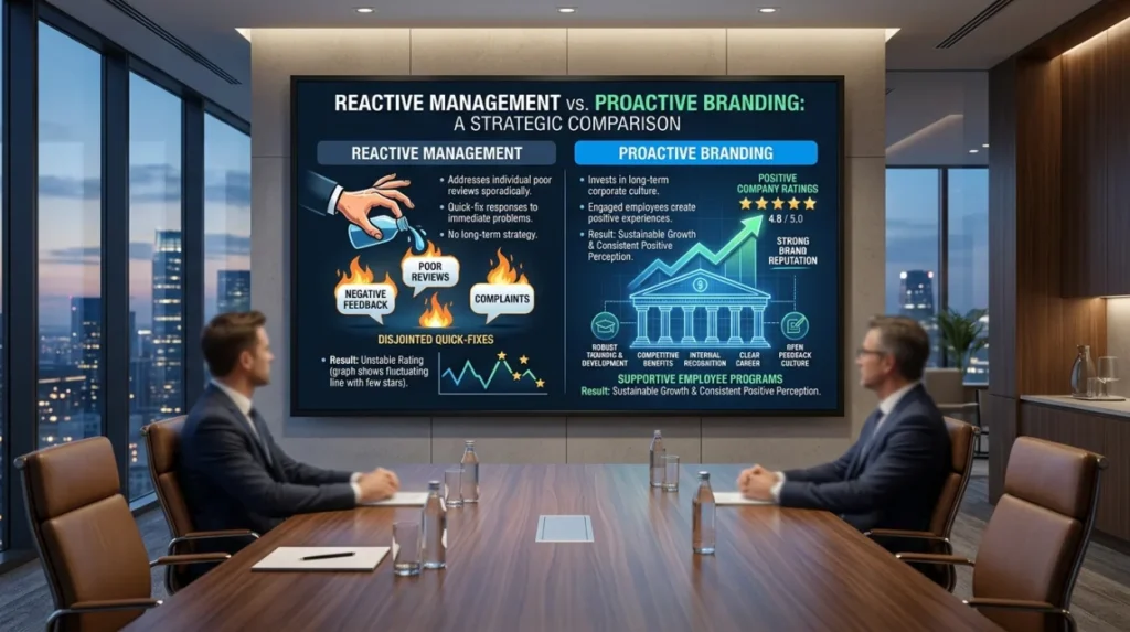 Is proactive employer branding more sustainable than reactive review management?