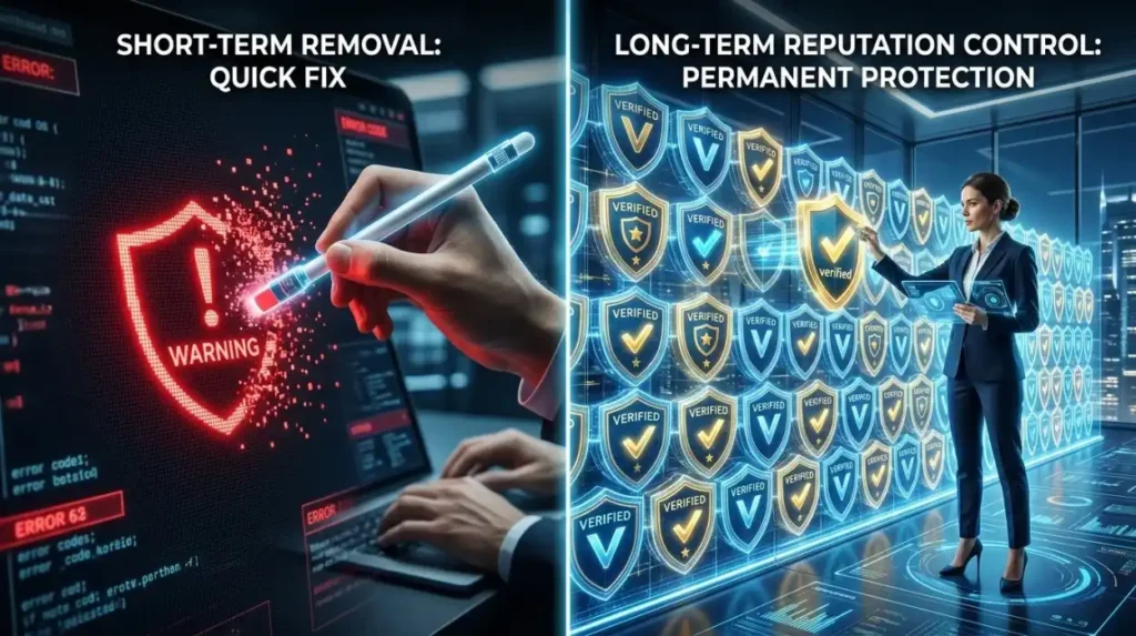 What Is the Difference Between Short-Term Removal and Long-Term Reputation Control?