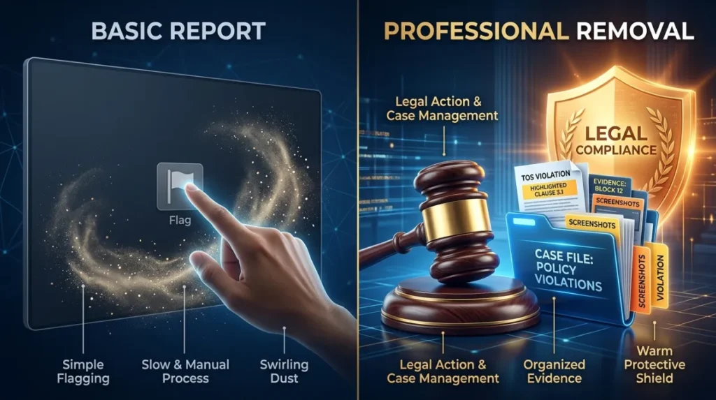 What makes professional Indeed review removal different from a basic report?