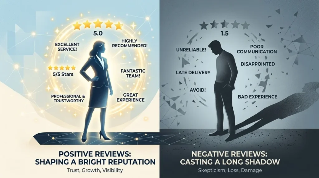 How do review signals influence reputation perception?