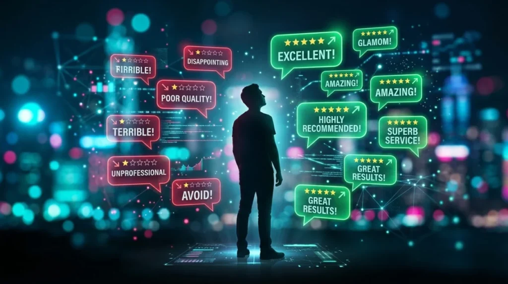 How do reviews and sentiment signals affect personal reputation?