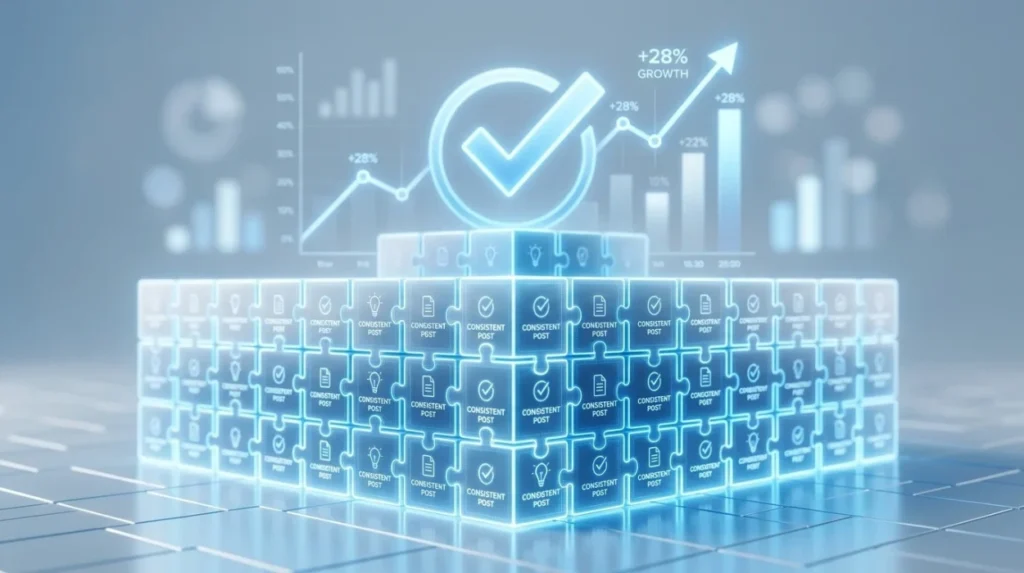 How does content consistency strengthen online credibility?