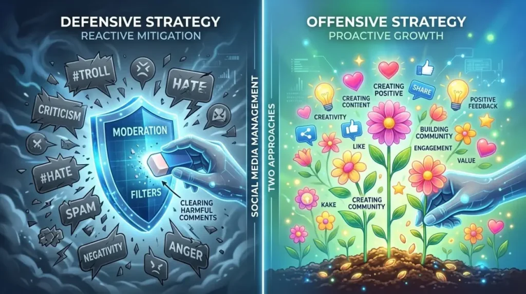 How does creating positive content compare with removing harmful content?