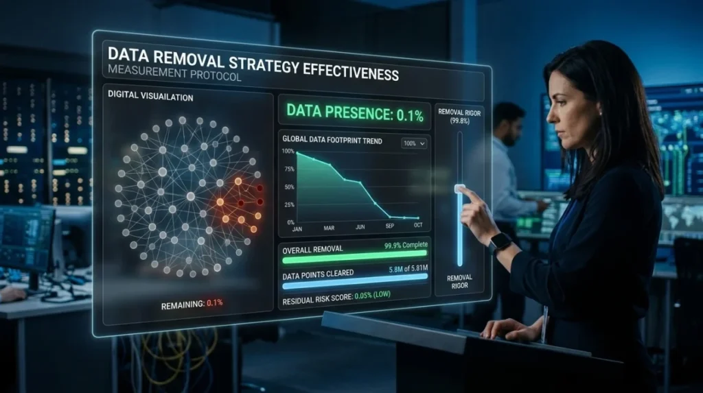 How should the effectiveness of a personal-data removal strategy be measured?