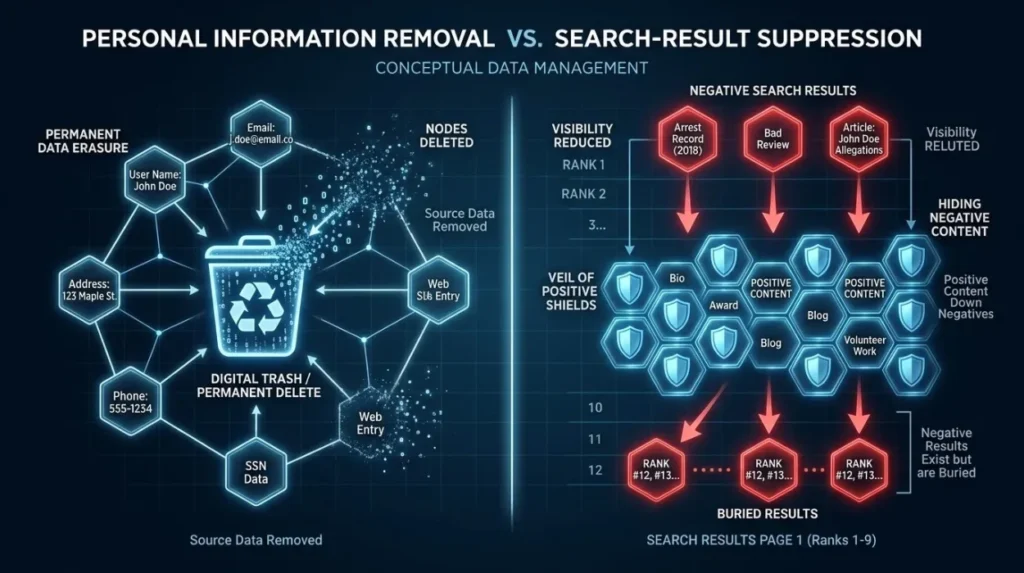 Is personal information removal more effective than search-result suppression?
