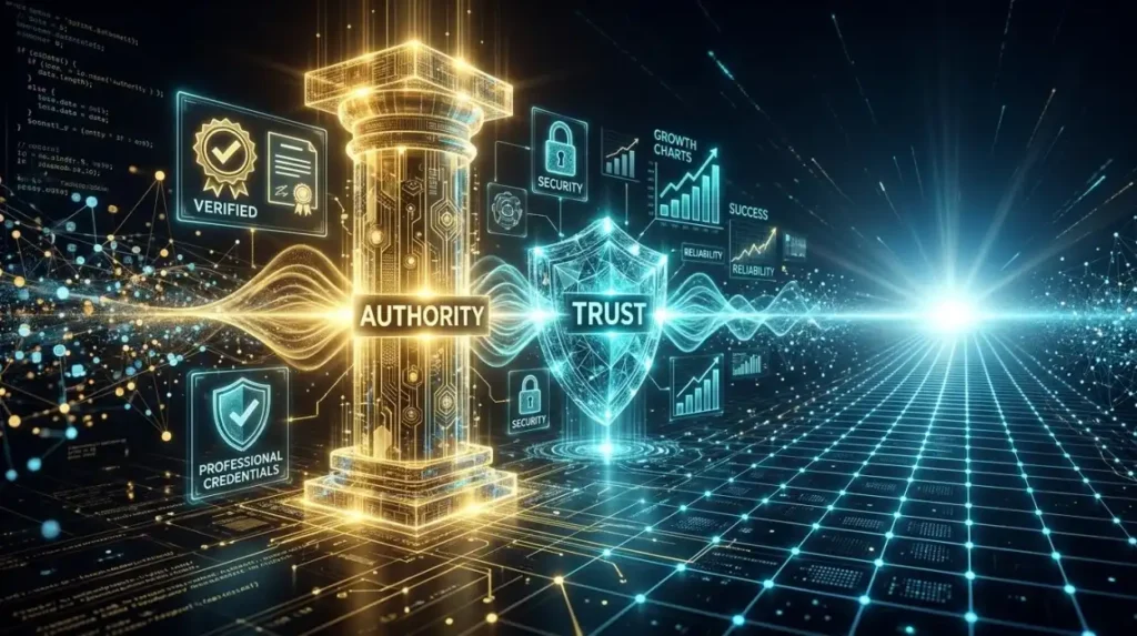 What role do authority and trust signals play in search reputation?