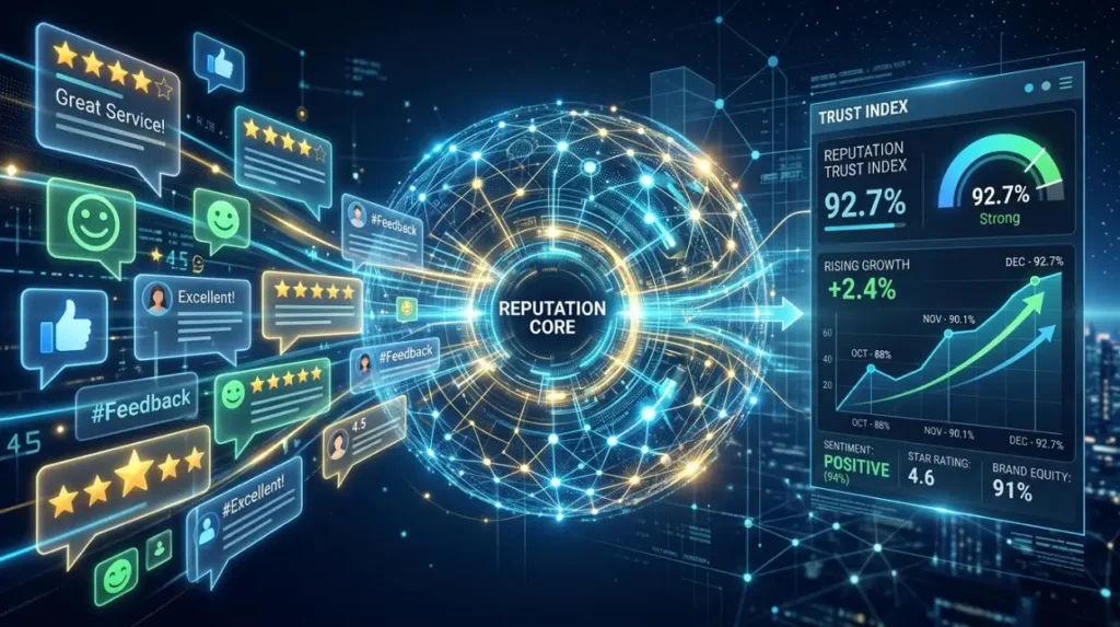 What role do reviews and sentiment play in reputation systems?