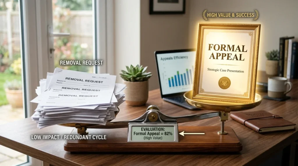 When Does an Appeal Deliver Better Value Than Repeated Removal Requests?