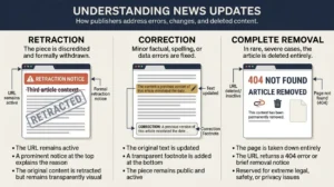 The Difference Between a News Retraction, Correction, and Complete Article Removal
