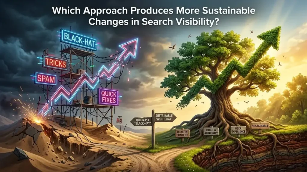 Which Approach Produces More Sustainable Changes in Search Visibility?