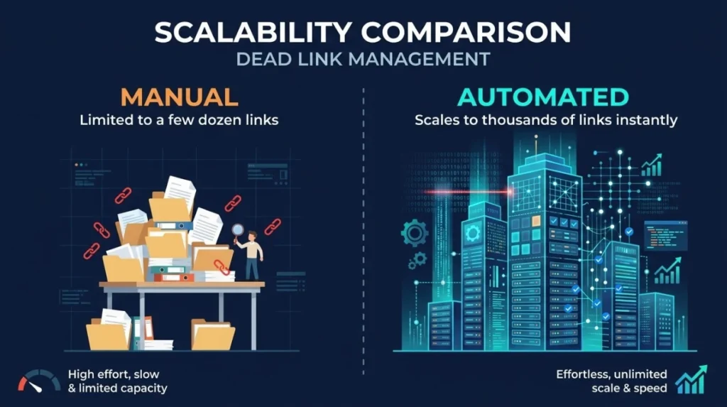 Which Method Offers Better Scalability for Multiple Dead Links?